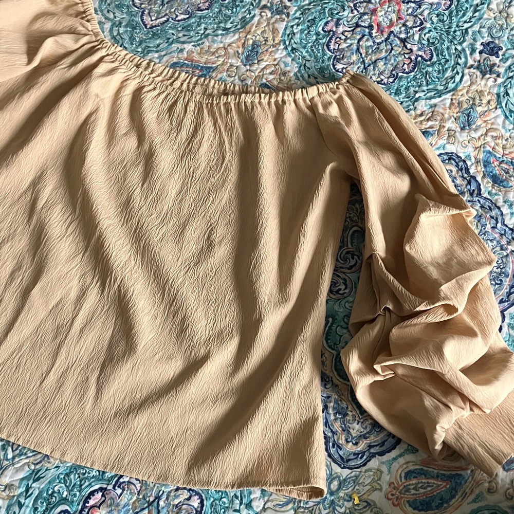 Chic Beige Off-Shoulder Blouse